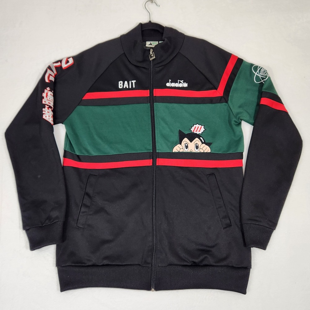 Bait x Diadora Astro Boy Track Jacket Mens XL Black Green Red Full Zip Anime